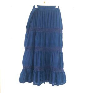 Pennington's  maxi skirt blue tiered lace embroidery women's 3X prairie cottage